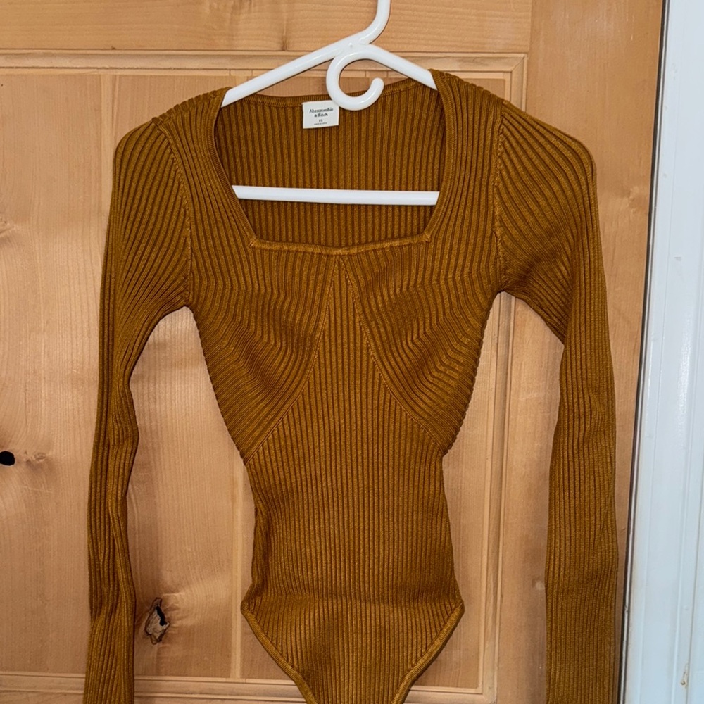 Mustard Ribbed Long Sleeve Bodysuit